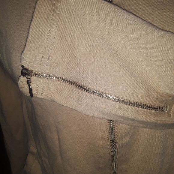 Womans XS Jacket New York Jean's Tan Coffee and White Colored Zip up Jacket - Picture 2 of 7